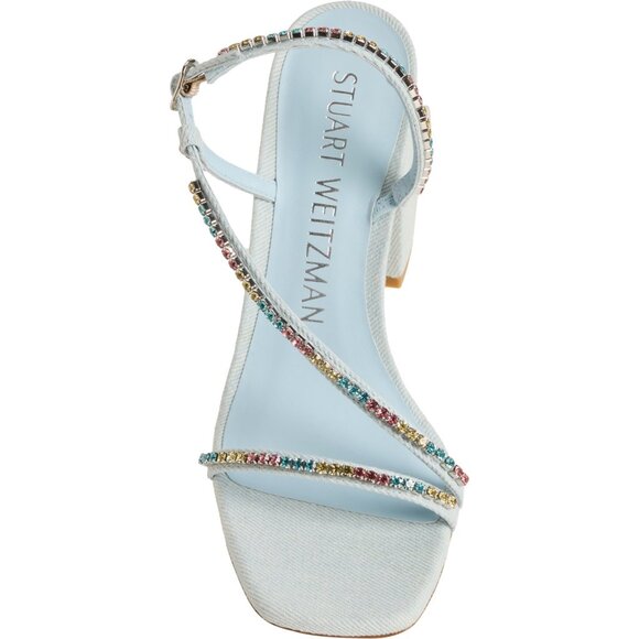 *Stuart Weitzman Made in Spain Soiree Crystal 85 Block Heel Sandals (For Women)* - Picture 3 of 6